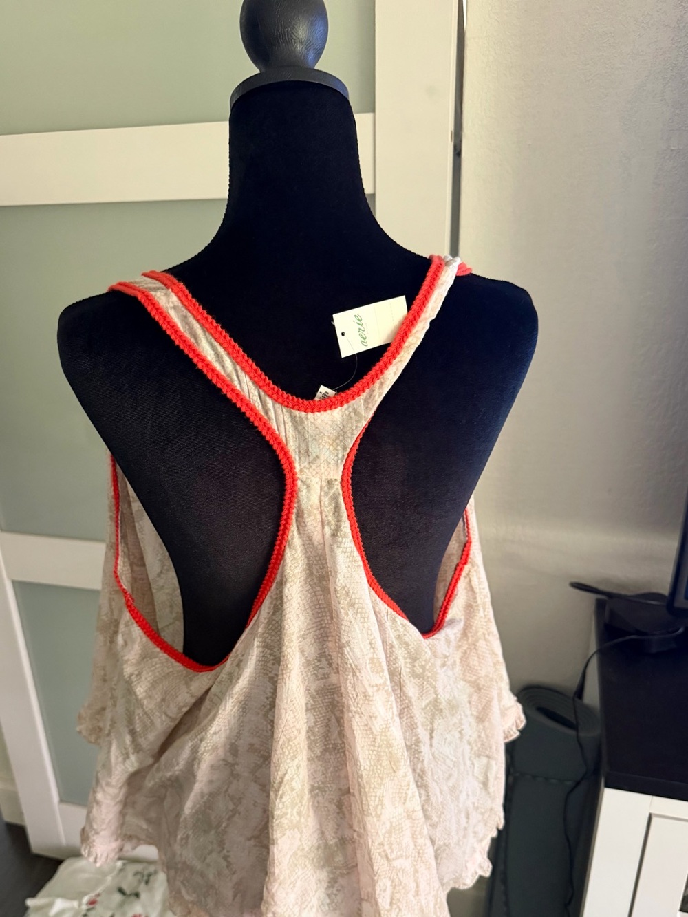 aerie Light Pink Printed Racerback Tank with Coral Trim - Picture 6 of 10